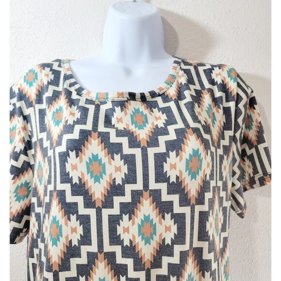 Crazy Train Beige Green Black Aztec Print Romper XL Lightweight Soft Stretch - Picture 5 of 7